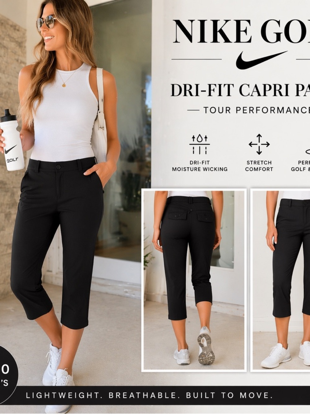 Nike Black Dri-FIT Capri Performance Pants